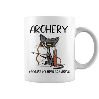 Archery Because Murder Is Wrong Funny Cat Archer Coffee Mug - Thegiftio UK