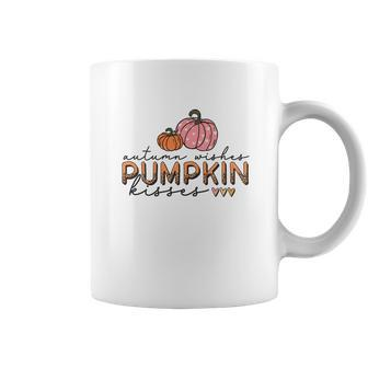 Autumn Wishes Pumpkin Kisses Fall Coffee Mug - Seseable