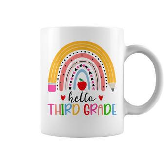 Back To School Hello Third Grade Teacher Rainbow Teachers Coffee Mug - Thegiftio UK