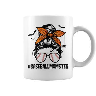 Baseball Momster For Women Halloween Mom Messy Bun Coffee Mug - Seseable