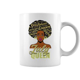 Black African American Melanin Afro Queen July Birthday Coffee Mug - Seseable