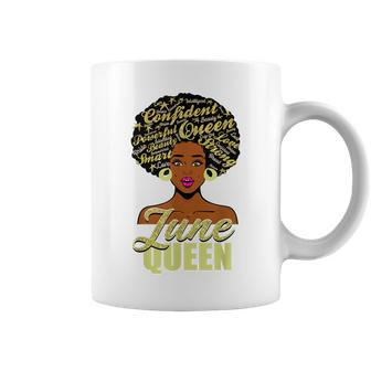 Black African American Melanin Afro Queen June Birthday Coffee Mug - Seseable