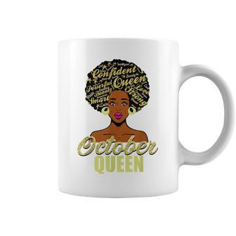 Black African American Melanin Afro Queen October Birthday Coffee Mug - Seseable