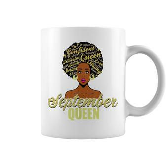 Black African American Melanin Afro Queen September Birthday Coffee Mug - Seseable