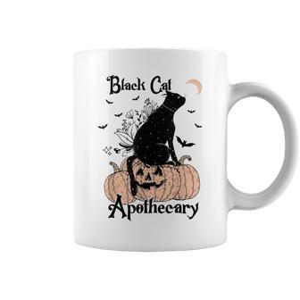Black Cat Apothecary Cat Witch Pumpkin Halloween Costume Coffee Mug - Seseable