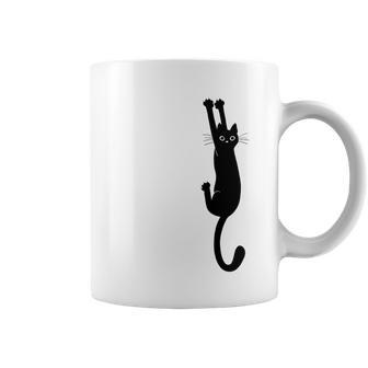 Black Cat Holding On T-Shirt Coffee Mug - Thegiftio UK