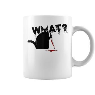 Black Cat Killer Ask What Halloween Knife Sarcasm Coffee Mug - Seseable