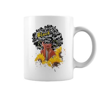 Black Queen Afro Girl Sunflowers Melanin Pride Juneteenth Coffee Mug - Thegiftio UK