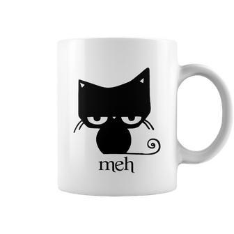 Cat Funny Shirt Meh Black Cat Tshirt Coffee Mug - Thegiftio UK