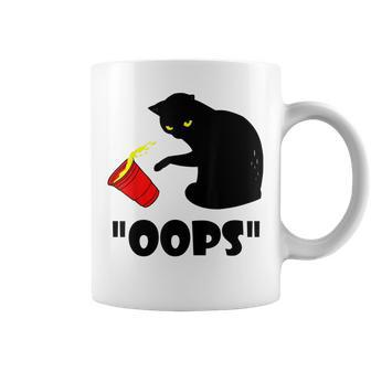 Cat Oops Funny Black Cat Knocking Over A Glass V2 Coffee Mug - Seseable