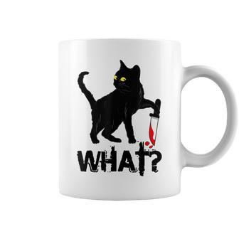 Cat What Murderous Black Cat With Knife Halloween Coffee Mug - Seseable
