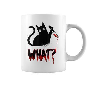 Cat What Murderous Black Cat With Knife Halloween Costume Coffee Mug - Seseable