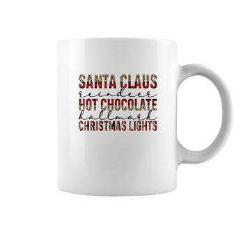 Christmas Buffalo Plaid Santa Claus Hot Cocoa Holiday Christmas Lights Coffee Mug - Seseable