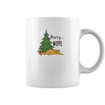 Christmas Funny Cat Merry Nope Cat Lovers Gift Coffee Mug - Seseable