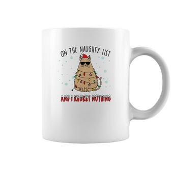 Christmas On The Naughty List And I Regret Nothing Xmas Cat Lovers Gifts Coffee Mug - Seseable