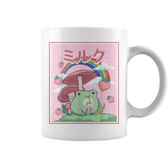 Cottagecore Aesthetic Kawaii Frog Drinking Japanese Milk Coffee Mug - Thegiftio UK