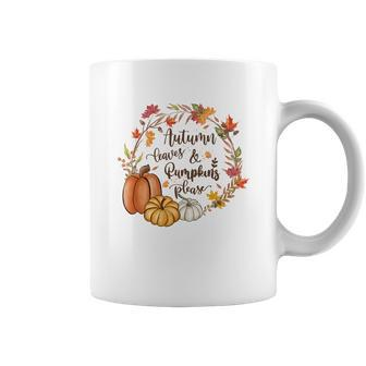 Cozy Autumn Fall Autumn Leaves _ Pumpkins Please Coffee Mug - Seseable