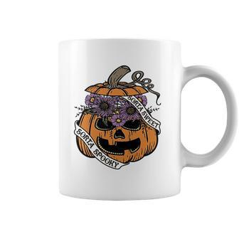Cute Halloween Sorta Sweet Sorta Spooky Pumpkin Florals Coffee Mug - Seseable