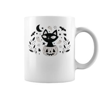 Cute Retro Black Cat Fall Halloween V2 Coffee Mug - Thegiftio UK