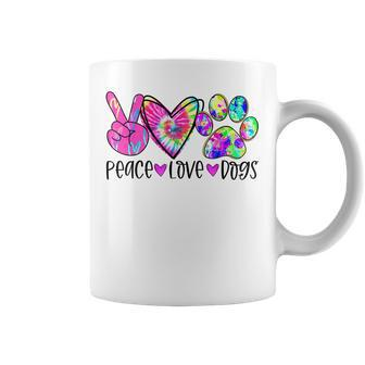 Dog Lover Peace Love Dogs Tie Dye Rescue Puppy Gifts Womens Coffee Mug - Thegiftio