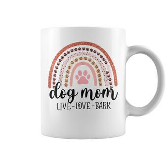 Dog Mom Live Love Bark Boho Rainbow Funny Paws Mothers Day Coffee Mug - Thegiftio UK