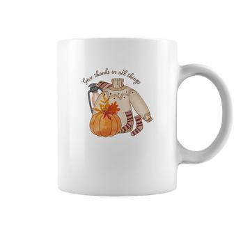 Fall Gifts Give Thanks In All Things Coffee Mug - Seseable
