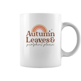 Fall Retro Autumn Leaves Pumpkins Please Thanksgiving Quotes Autumn Season Coffee Mug - Seseable