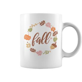 Fall Retro Flower Leaf Circle Coffee Mug - Seseable