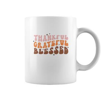 Fall Retro Thankful Grateful Blessed Thanksgiving Quotes Autumn Gift Coffee Mug - Seseable