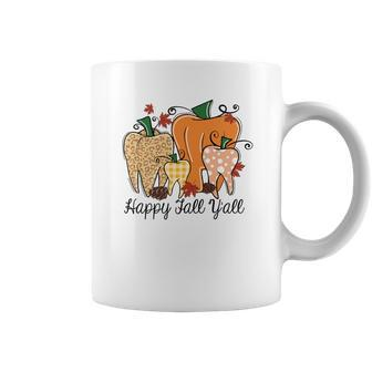 Fall Thanksgiving Happy Fall Yall Pumpkin Teeth Coffee Mug - Thegiftio UK