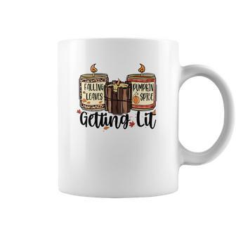 Falling Leaves Pumpkin Spice Getting Lit Thanksgiving Coffee Mug - Thegiftio UK