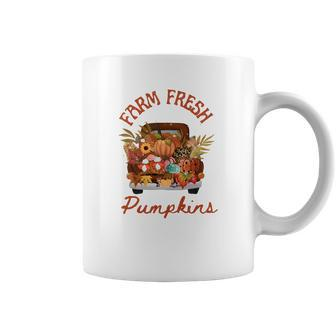Farm Fresh Pumpkins Truck Gnomes Fall Coffee Mug - Seseable