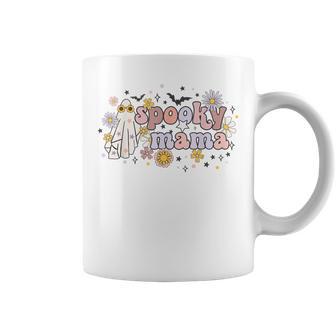 Floral Ghost Halloween Spooky Mama Cool Mom Funny Halloween Coffee Mug - Seseable