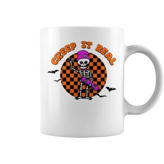 Funny Halloween Creep It Real Cute Little Spooky Skeleton Coffee Mug - Seseable