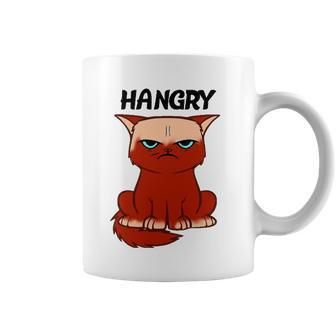 Funny Hangry Cat Cartoon Style Humor Tee Coffee Mug | Mazezy