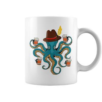 Funny Oktoberfest Octopus With Beer German Hat Oktoberfest Coffee Mug - Thegiftio UK