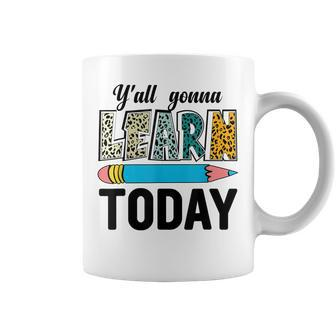 Funny Test Day Teacher Yall Gonna Learn Today Leopard Coffee Mug - Thegiftio UK