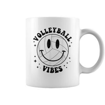 Funny Volleyball Mom Volleyball Vibes Smile Face Meme Coffee Mug - Thegiftio UK