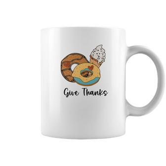 Give Thanks Donuts And Ice Cream Fall Things Coffee Mug - Seseable