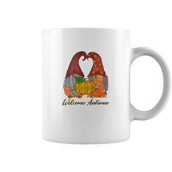 Gnomes Couple Welcome Autumn Fall Season Coffee Mug - Seseable