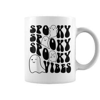 Groovy Spooky Vibes Boo Ghost Spooky Season Funny Halloween Coffee Mug - Seseable