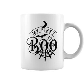 Halloween My First Boo Moon Bat And Spidernet Black Design Coffee Mug - Seseable