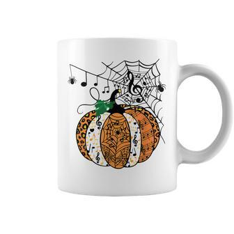 Halloween Pumpkin Music Symbols Music Teacher Halloween Coffee Mug - Seseable