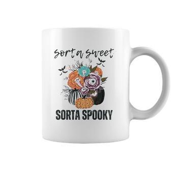 Halloween Sorta Sweet Sorta Spooky Pumpkin Florals Gift Coffee Mug - Seseable