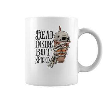 Halloween Spooky Skeleton Dead Inside But Spiged Coffee Mug - Seseable