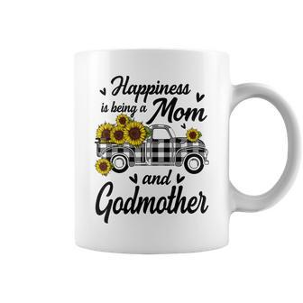 Happiness Is Being A Mom And Godmother Sunflower Gifts Coffee Mug - Thegiftio