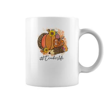 Happy Teacher Life Fall Autumn Pumpkin Coffee Mug - Seseable