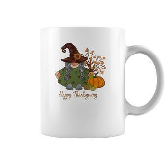 Happy Thanksgiving Gnomes Pumpkin Flowers Coffee Mug | Seseable CA