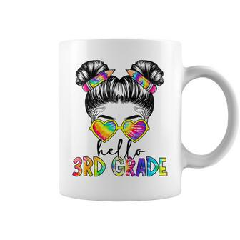 Hello 3Rd Third Grade Messy Bun Back To School Tie Dye Girl Coffee Mug - Thegiftio UK