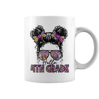 Hello 4Th Grade Messy Bun Tie Dye Funny Back To School Girls Coffee Mug - Thegiftio UK